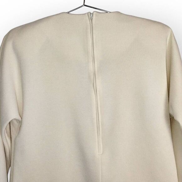 Vtg Leslie Fay Womens Top Sz 10 Cream Knit Black Velvet‎ Back Zip 60s Whimsicore - Picture 3 of 11